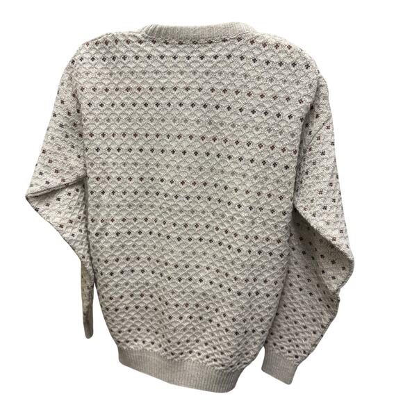 VTG St John’s Bay Sweater L Tall Ivory Thick Grandpa Cotton Pullover Crew Neck - Picture 4 of 4